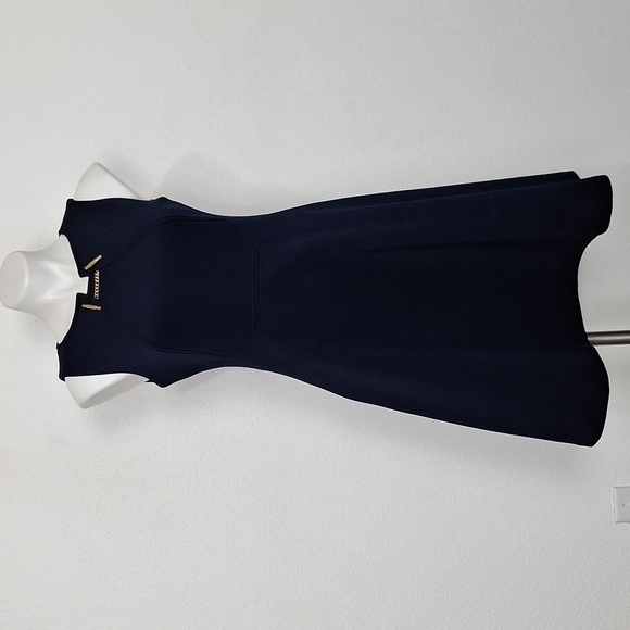 Ivana Trump Preppy Business Casual Navy Blue Sleeveless Career Dress Size 4 - Picture 1 of 13
